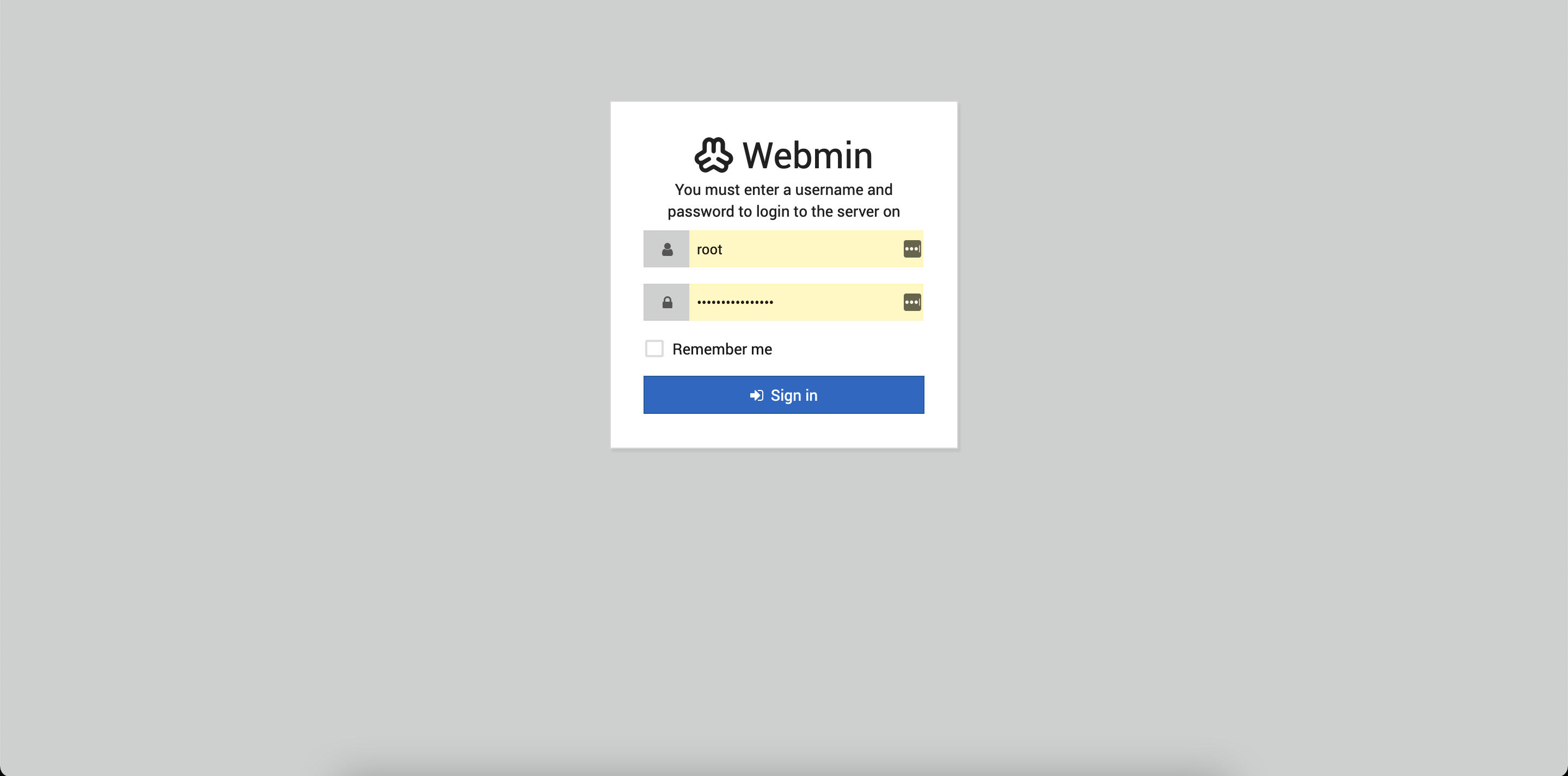 Webmin Login Portal